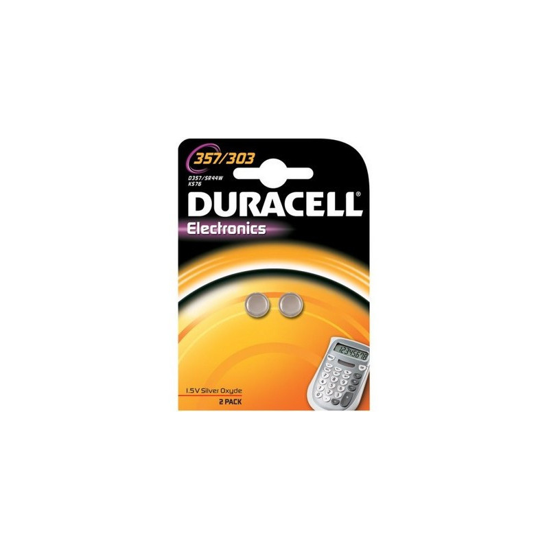 Pile de Montre oxyde d'argent Duracell 357/303 SR44 Blister de 2