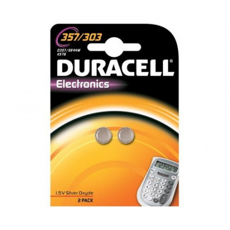 Pile de Montre oxyde d'argent Duracell 357/303 SR44 Blister de 2