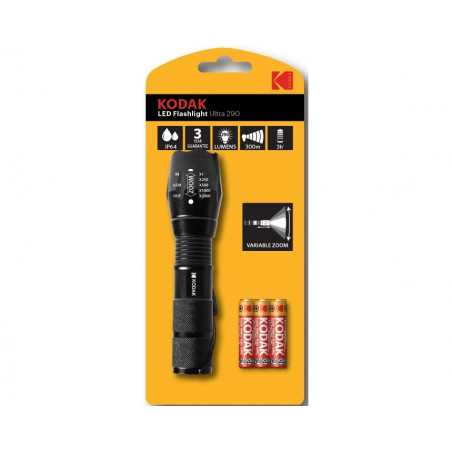 Torche Kodak LED Zoom ultra 290Lm 5W 3xAAA inclu.