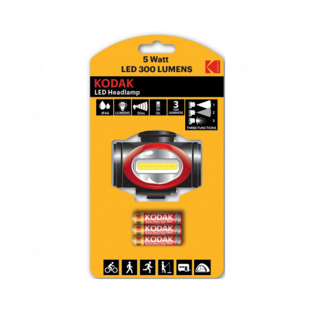 Torche Kodak  Frontale LEd 5W- 300Lm - 3xAAA saline incluses