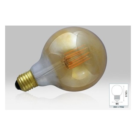 Ampoule LED COB Filament E27 4000K Globe G95 - 8W - Golden Bte - 7153 Ampoule LED COB Filament E27 4000K Globe G95 - 8W - Golden Bte - 7153