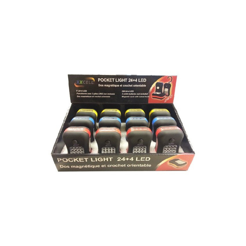 Presentoir de 12 Baladeuses pocket 24+4 led - 3xAAA non incluses