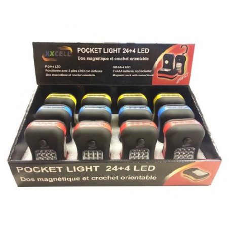 Presentoir de 12 Baladeuses pocket 24+4 led - 3xAAA non incluses