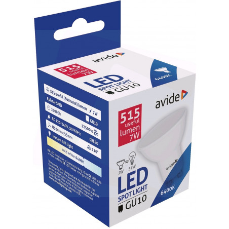 Ampoule AVIDE LED Spot Plas GU10 7W - 110° 6400K - 515Lm - 288702