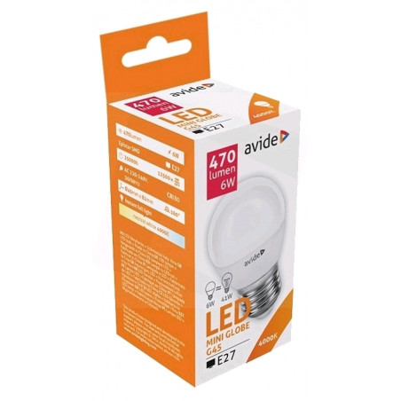 Ampoule AVIDE LED Mini Globe E27 G45 - 6W 460lm - 285244 Ampoule AVIDE LED Mini Globe E27 G45 - 6W 460lm - 285244