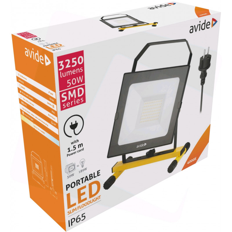 Projecteur AVIDE LED filaire 50W - 3400Lm - PRLAB919744P