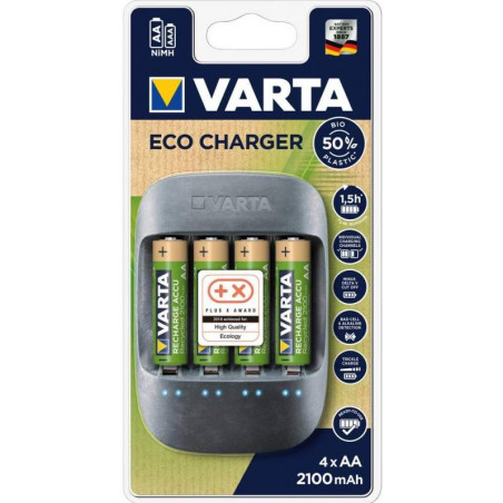 ECO Chargeur  Varta Pocket - 57680 101 451 avec 4 x HR6 2100mah inclus - blister unitaire