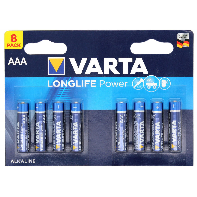 LR03 - Pile alcaline VARTA Longlife Power -  Blister de 8 - 4903 121 418