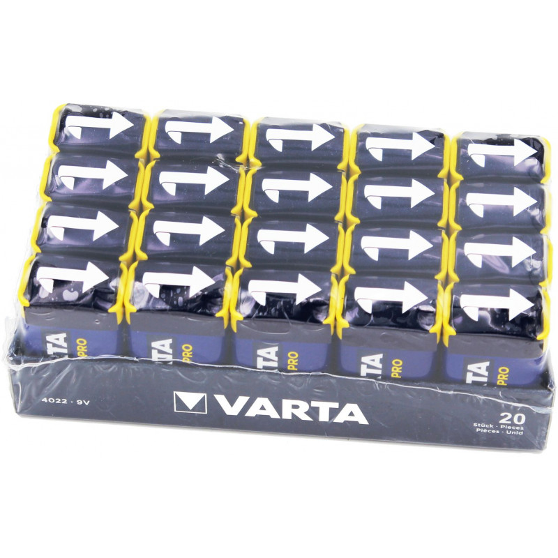 (Pack) Pile Varta industrielle 6LR61 9V- 4022 211 111 - unitaire par plateau de 20 piles