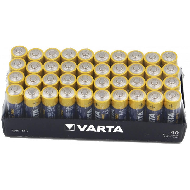 Pack) Pile Varta industrielle AA- 4006 211 354 - shrink de 4 piles par  plateau de 10