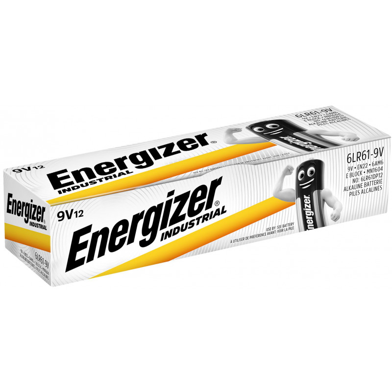 (Pack) Pile industrielle Energizer 9V - 6LR61/EN22 - unitaire par Boite de 12