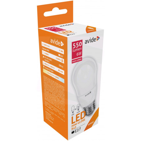 Amp AVIDE LED Mini Globe E27 - B45 - 6W - 470lm -4000/4500K - 285329 Amp AVIDE LED Mini Globe E27 - B45 - 6W - 470lm -4000/4500K - 285329