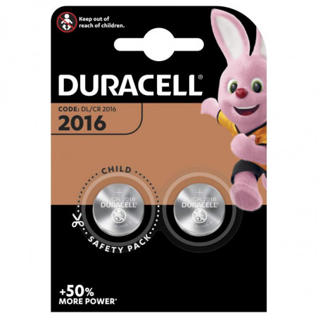 Pile electronique CR2016 Duracell blister de 2