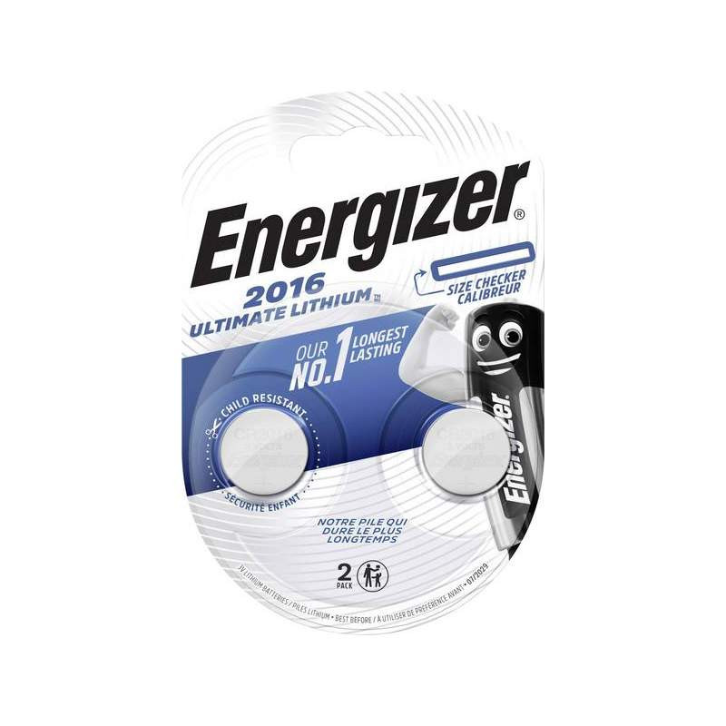 Pile electronique CR2016 ULTIMATE Energizer blister de 2