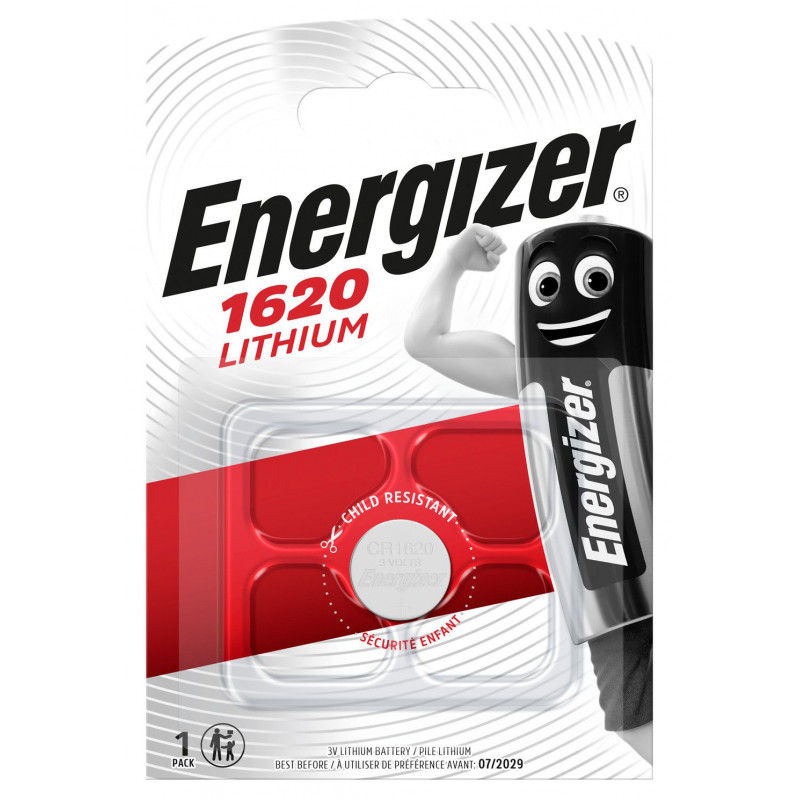 Pile bouton  lithium CR1620 Energizer Blister de 1